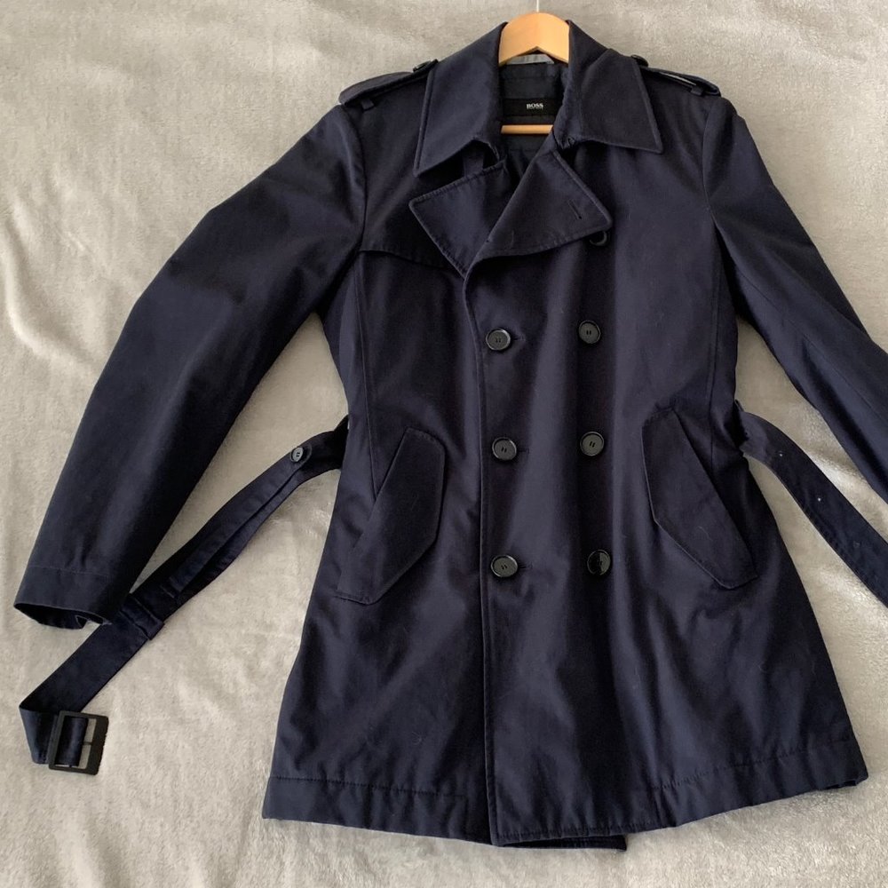 Hugo Boss Men’s Navy Double Breasted Trench